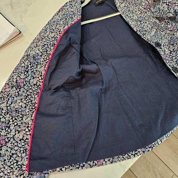 Talbots Blazer Jacket Size Medium Ditsy Floral Blue Pink Cottagecore - Picture 7 of 10